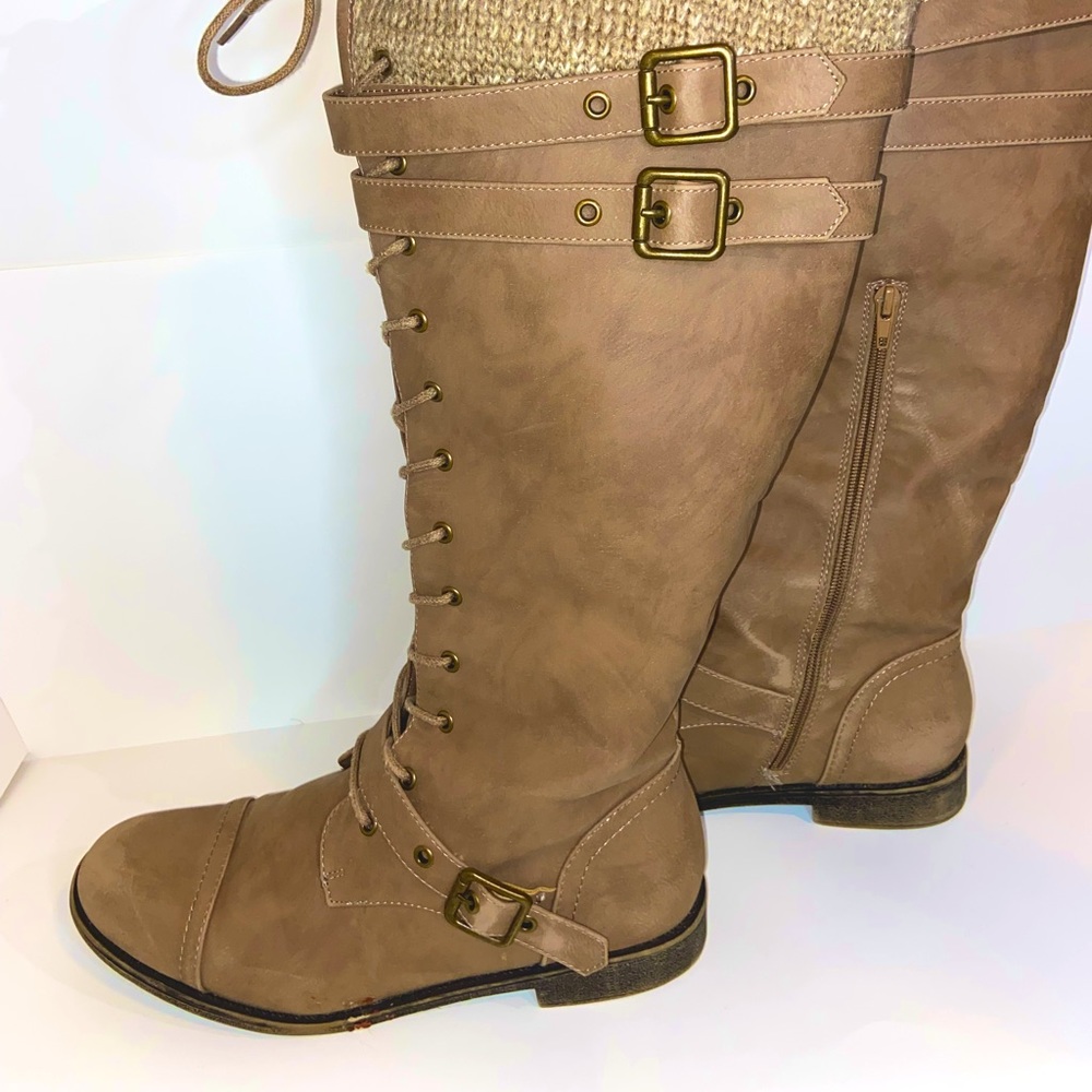 Delphinia Lace Up Sweater Boot